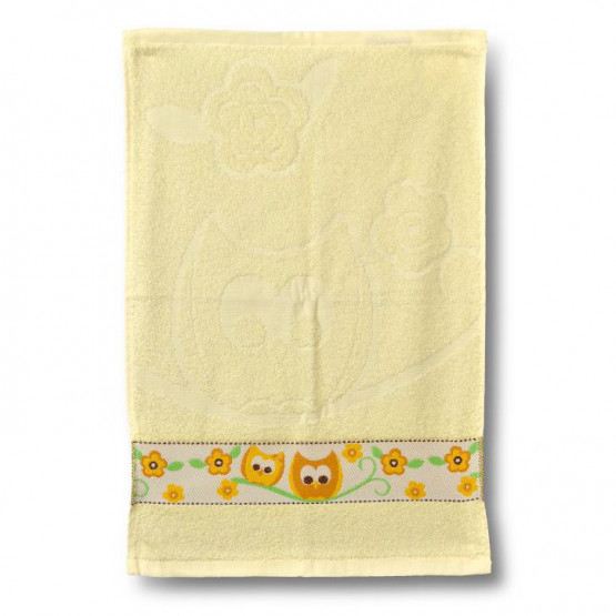 Toalha para Lavabo Corujinha Amarelo 32cmx50cm  93% Algodão/7% Poliester