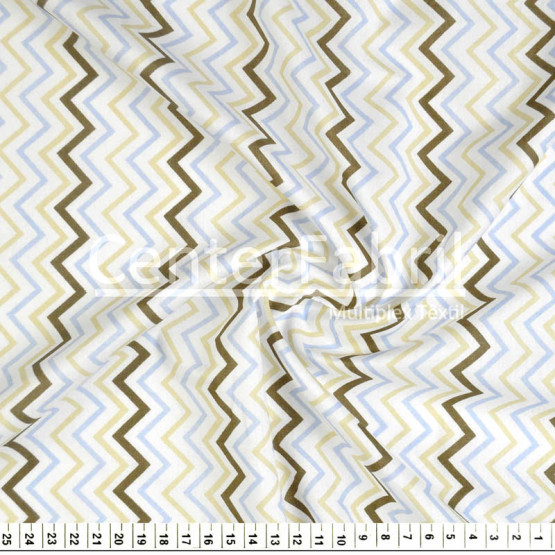 Tecido Tricoline Estampa Chevron Fundo Branco Larg 1,47mt 100% algodão Preço por Metro -120gr/m2