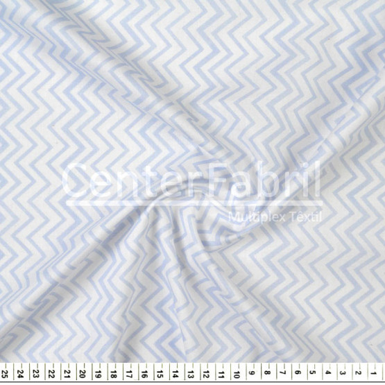 Tecido Tricoline Estampa Chevron Azul Larg 1,47mt 100% algodão Preço por Metro -120gr/m2