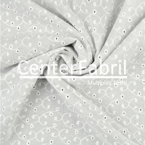 Tecido Laise Cambraia Hawai Off White Import Larg 130cm 100%Algodão  ref 170110.002