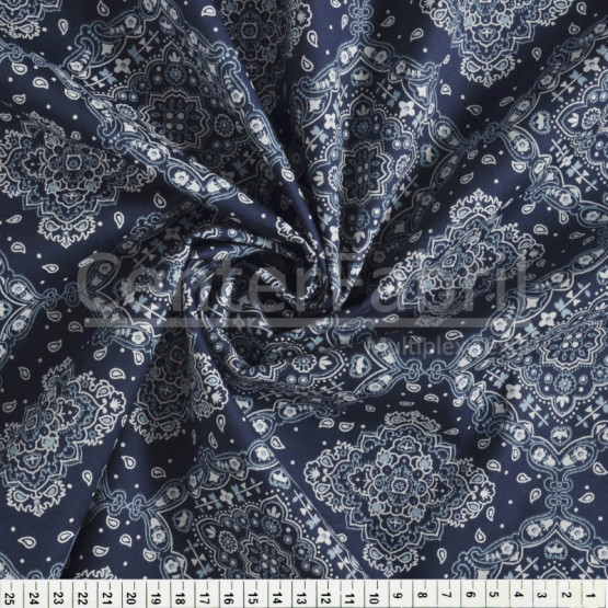 Tecido Tricoline Estampada Bandana Azul Marinho Larg.1,50mt 100% Algodão