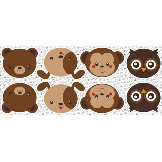 Tecido Tricoline Est Rostinho2-Marrom (Macaco,Coruja,Cachorro,Urso) - Venda por - QUADRO 060cm  100%Algodão Conserv 1-I/2-2/3-2/4-1/5-2/6-1
