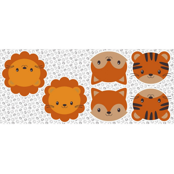 Tecido Tricoline Est Rostinho3-Laranja (Leão,Tigre,Raposa) - Venda por - QUADRO 060cm  100%Algodão Conserv 1-I/2-2/3-2/4-1/5-2/6-1