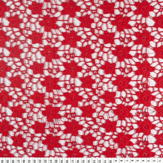 Tecido Renda Guipir - Guipure Vermelho Largura 125cm 100%Poliester ref.100.006