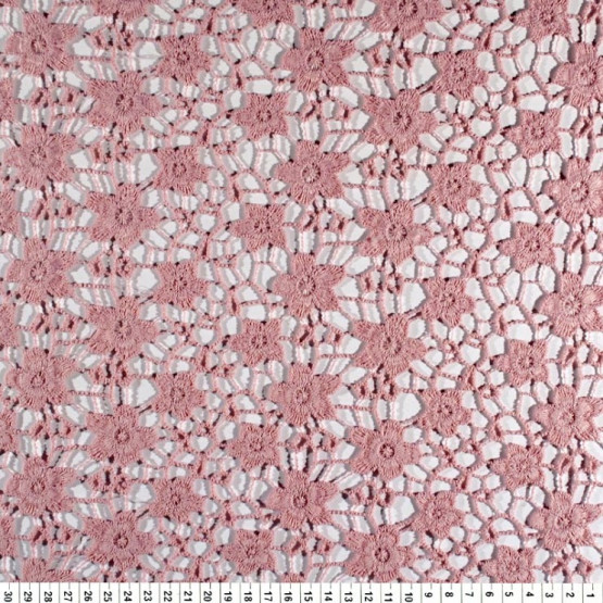 Tecido Renda Guipir - Guipure Rosa Largura 125cm 100%Poliester ref.100.008