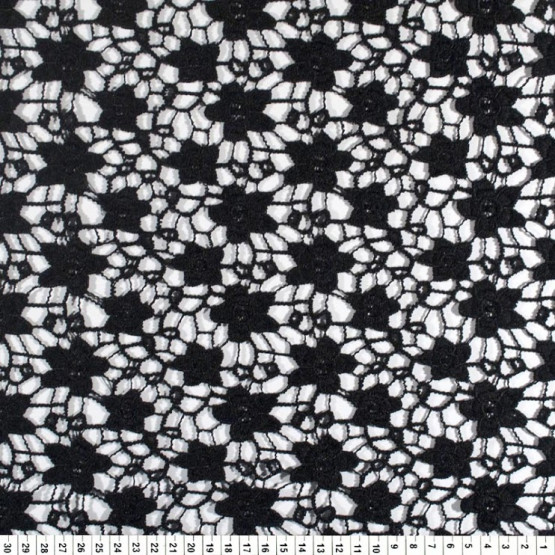 Tecido Renda Guipir - Guipure Preto Largura 125cm 100%Poliester ref.100.001