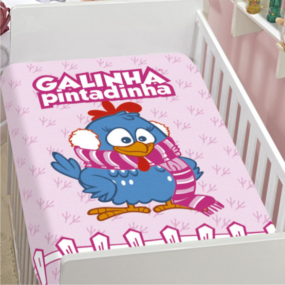 Manta para Berço Galinha Pintadinha de Microfibra - Galinha com Cachecol