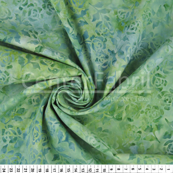 Tecido Tricolline Batik Original Verde Larg 110cm 100%Algodão Conserv 1-I/2-2/3-2/4-1/5-2/6-1