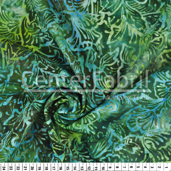 Tecido Tricolline Batik Original Verde com Azul Larg 110cm 100%Algodão Conserv 1-I/2-2/3-2/4-1/5-2/6-1
