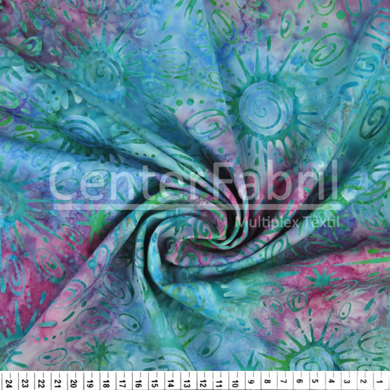 Tecido Tricolline Batik Original Verde com Rosa Larg 110cm 100%Algodão Conserv 1-I/2-2/3-2/4-1/5-2/6-1