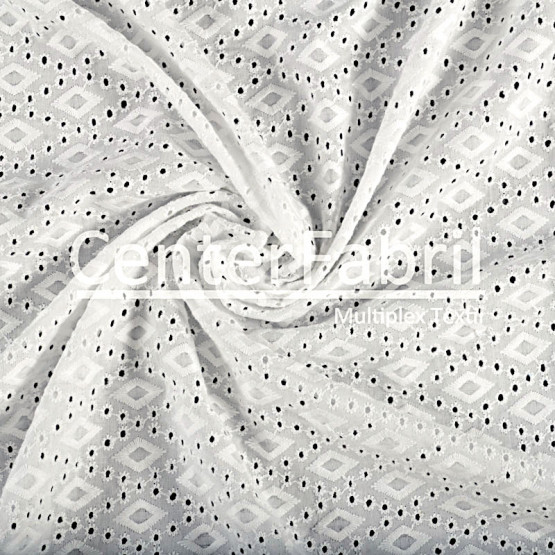 Tecido Laise Branca Larg.125cm - 142gr/m² 100% Algodão.Conserv 1-P/2-2/3-3/4-1/5-4/6-2