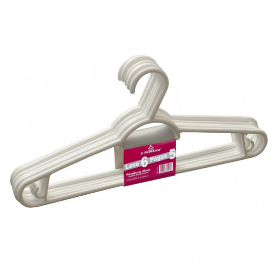 Cabide Adulto Pendura Mais Branco c/ 6pç - Pague 5 Leve 6