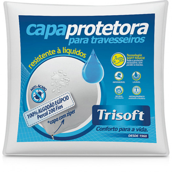 Capa Protetora  p/ Travesseiro- Trisoft Percal 200fios Impermeável 