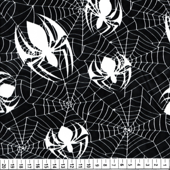 Tecido Cetim Estampado Halloween Aranha Larg. 1,47mt 100% Poliester 78gr/m2