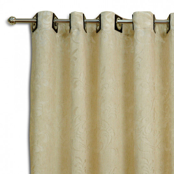Cortina para Sala Arthemis Devoré com Ilhós Tecido cor Linho + Forro Alt. 260cm x  p/ até 300cm/400cm Larg.