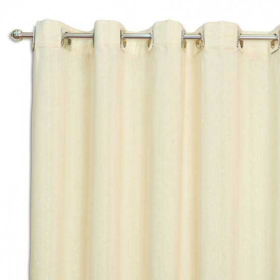 Cortina para Janela Azaleia com Ilhós Tecido cor Crú Alt. 170cm x  p/ até 200cm Larg.
