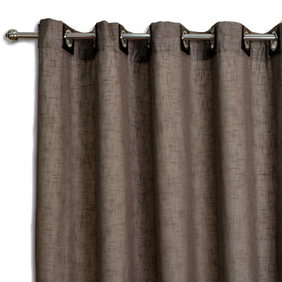 Cortina para Sala Linen com Ilhós Tecido cor Tabaco + Forro Alt. 260cm x  p/ até 300cm Larg.