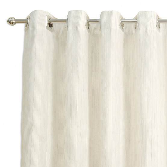 Cortina para Janela Petúnia com Ilhós Tecido cor Cru e Branco Alt. 170cm x  p/ até 200cm Larg.