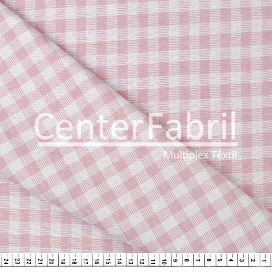 Tecido Jacquard Dupla Face Atlanta Xadrez Rosa  Largura140cm 72%Algodão/28%Poliester . Conserv1-H/2-2/3-3/5-3/6-8