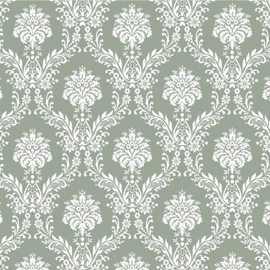 TECIDO ADESIVO Damasco Branco Fundo Cinza 100%ALG 47cm x 1,00cm