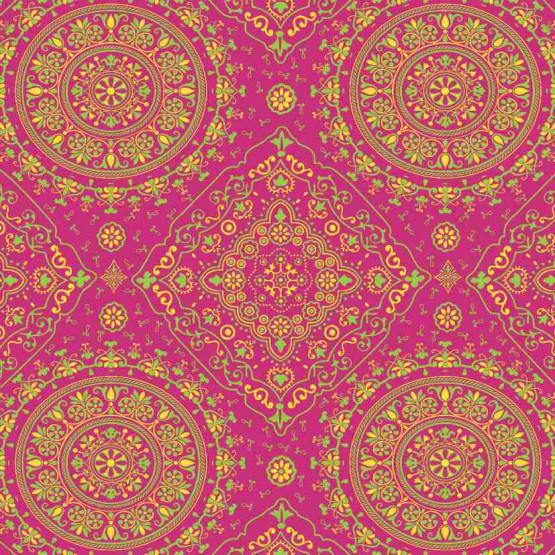 TECIDO ADESIVADO Dona Verde e Amarela Fundo Pink 100%ALG 47cm x 1,00cm