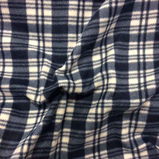 Tecido Soft  Estamp Largura 160cm 100%Poliester Xadrez Azul e Off White - Preço por metro