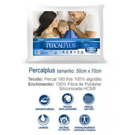 Travesseiro percal plus 50x70cm - Trisoft