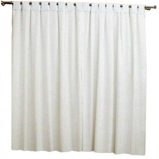 Cortina passante p/varão L400xH260 Oxford maquinetado bco - Center Fabril 