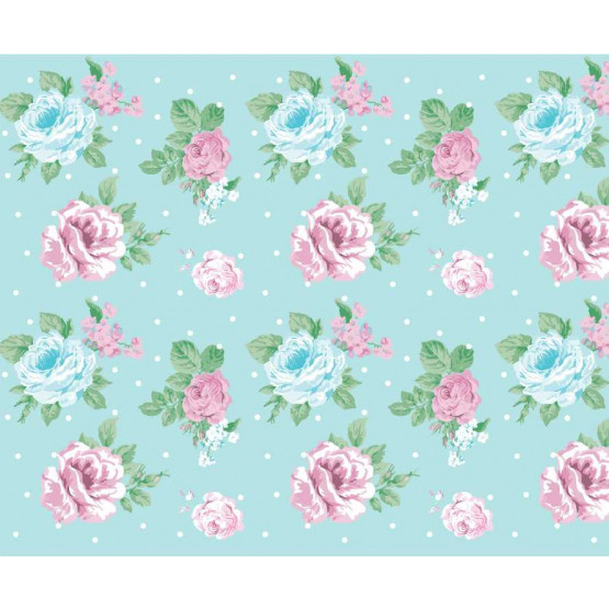 TECIDO ADESIVO Flores Romanticas 100%ALG 47cm x 1,00m