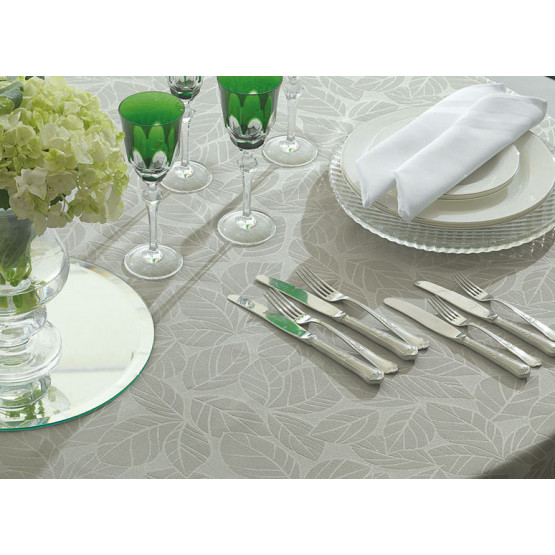 Toalha de Mesa Retangular 12 Lugares Glee Jacquard cinza com protetor - Karsten
