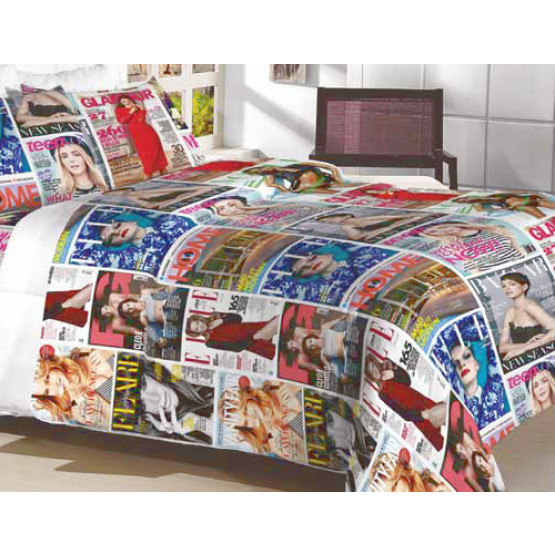 Tecido de Lençol 150 Fios Estamp  Revistas Larg 250cm 100%Algodão des1427