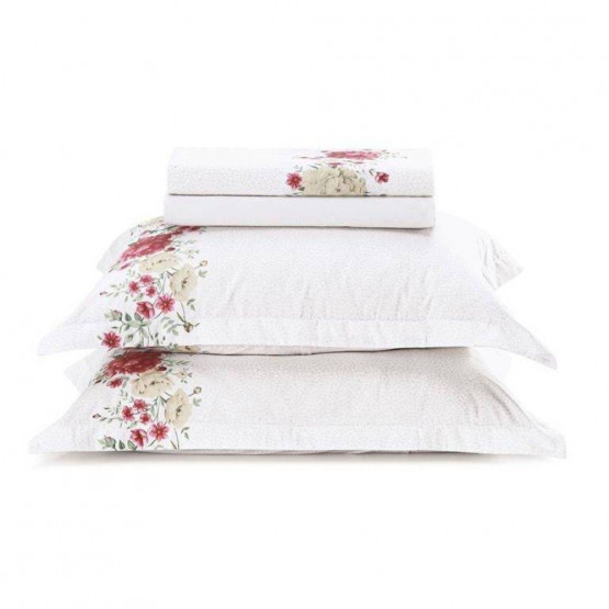 JOGO CAMA CASAL PERCAL 180FIOS Maite 138x188x35cm Alt 100%ALGODÃO