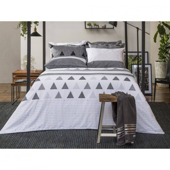 JOGO CAMA SOLT SANTISTA HOME DESIGN Memphis Cinza 90x140x30cm 100%ALGODÃO