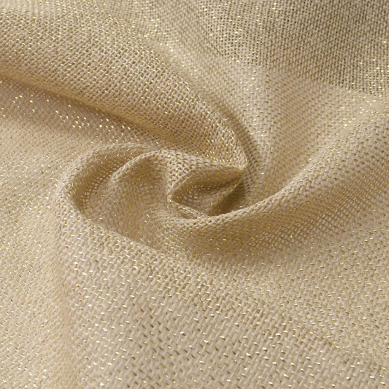 Tecido de Juta Jutex Bege c/Lurex Largura 100cm 94%Polipropileno.6%Fibras Metaliz ref.4070corJ005