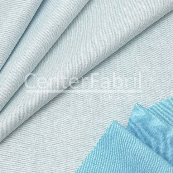 Tecido Jeans c/Elastano Branco/Azul  Larg150cm 77%Algodão 20%Poliester 3%Elastano 250gr/m2.Conserv1-I/2-2/3-3/5-3/6-8