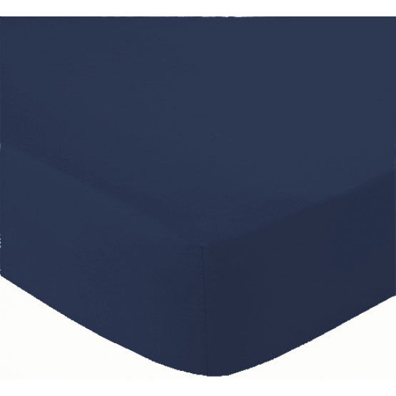 Lençol Solteirão Esp Malha Soft Azul Marinho - Fio 30 com Elástico 100cmx200cmx40cm -017