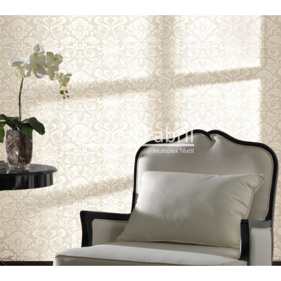 Tecido para Parede Wall Decor Nazli Bege (Refilado) Larg.140cm 72% algodao/28%poliester de R$ 37,90 por