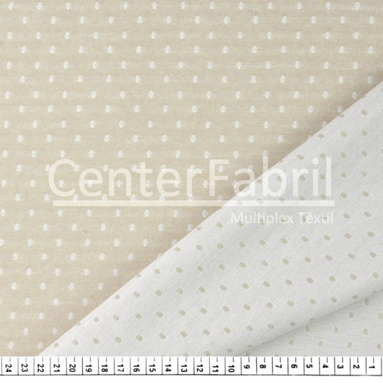 Tecido Jacquard Dupla Face Atlanta Pois Bege Largura140cm 72%Algodão/28%Poliester. Conserv1-H/2-2/3-3/5-3/6-8