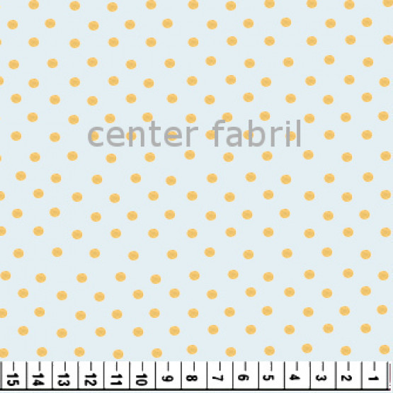 Tecido Tricoline Est Poá Dourado Fundo Azul Claro Largura 150cm 100%Algodão - 130gr/m²