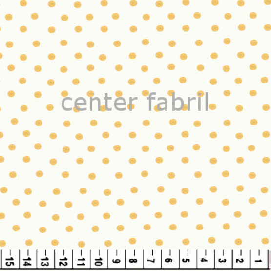 Tecido Tricoline Est Poá Dourado Fundo Cru -Off White- Largura 150cm 100%Algodão - 130gr/m²