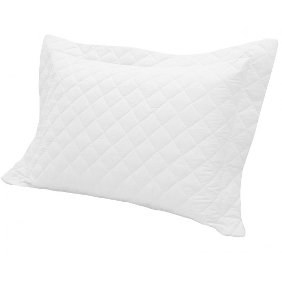 Porta Travesseiros Matelassado em Percal Branco 50cm x 70cm  - Sultan