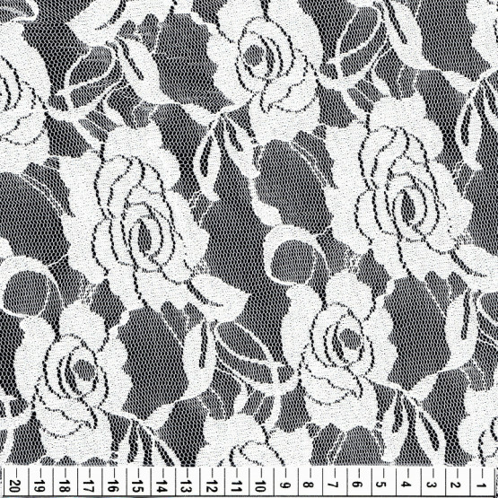 Tecido de Renda Branca Lg 150cm  95%Poliester.5%Elastano