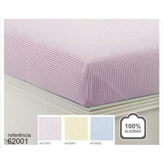 Lençol Casal Listrado Fio Tinto Rosa Prof. 220cm x 250cm 100% Algodão - Sisa 
