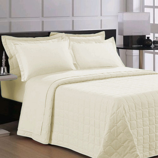 Colcha Solteiro Matelassado em Percal 200Fios Creme/Marfim 