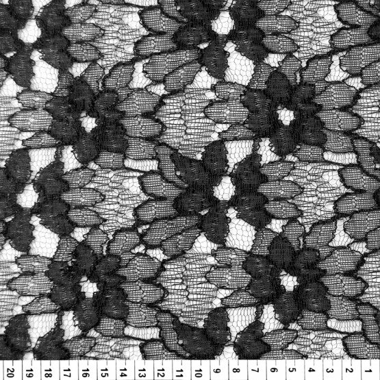 Tecido de Renda Preta Lg 150cm  70%Poliester/30%Viscose