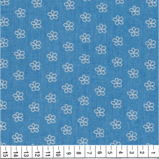 Tecido Jeans Leve Estampado c/Elastano Azul Médio 72% Algodão / 28%Poliéster