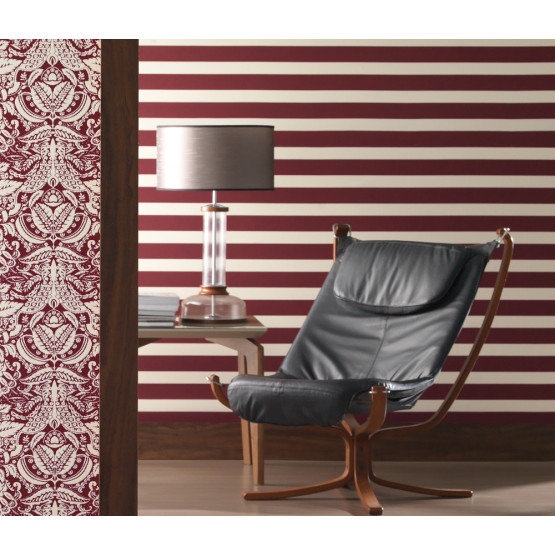 Tecido para Parede Wall Decor Liam Listrado Vermelho Larg.140cm 72% algodao/28%poliester de R$37,90 por