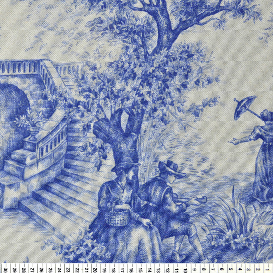Tecido Lonita Linho Rústico Toile de Jouy  Larg.140cm 83% poliester/17%Linho