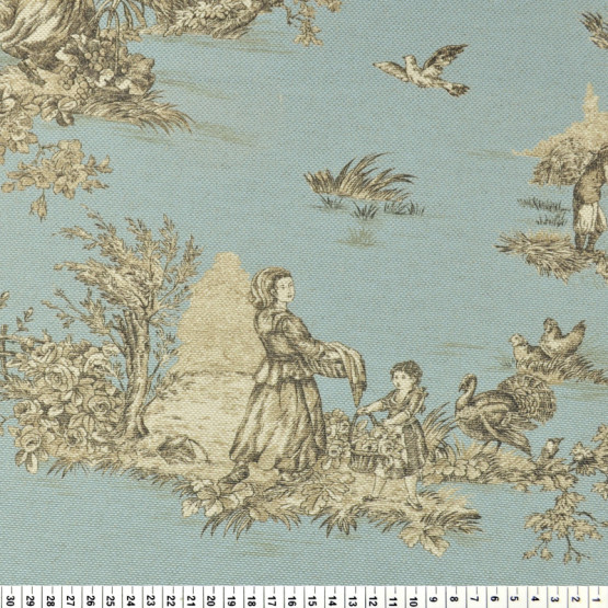 Tecido Lonita Linho Rústico Toile de Jouy  Larg.140cm 83% poliester/17%Linho