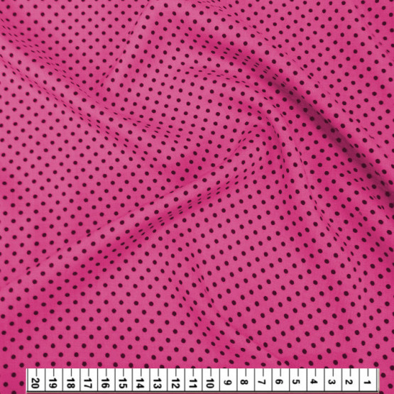 Tecido Viscose Estampa Poá Preto Fdo Pink Largura 140cm 100%Viscose 104gr/m2